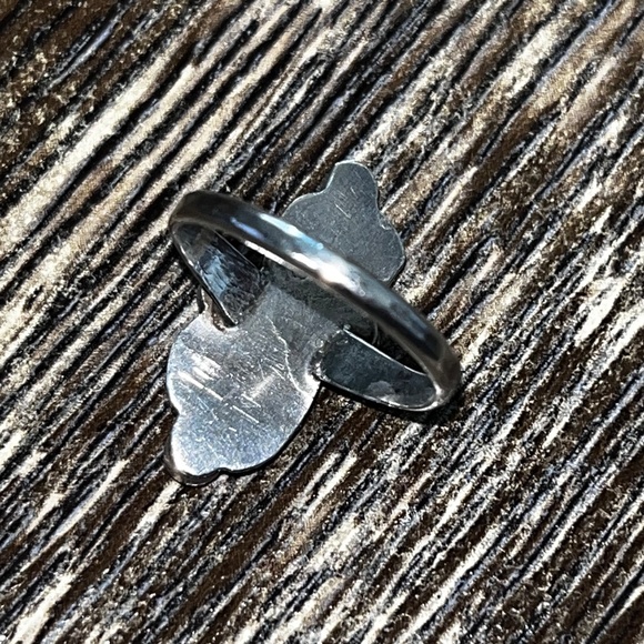 SIGNED STERLING TURQUOISE  RED CORAL RING - SZ  6 1/4 - Picture 6 of 9